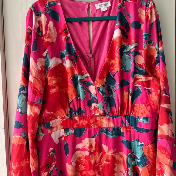 Chic Soul Luxe Floral Maxi Dress | V-Neck Long Sleeve | Size 2X - Picture 4 of 8